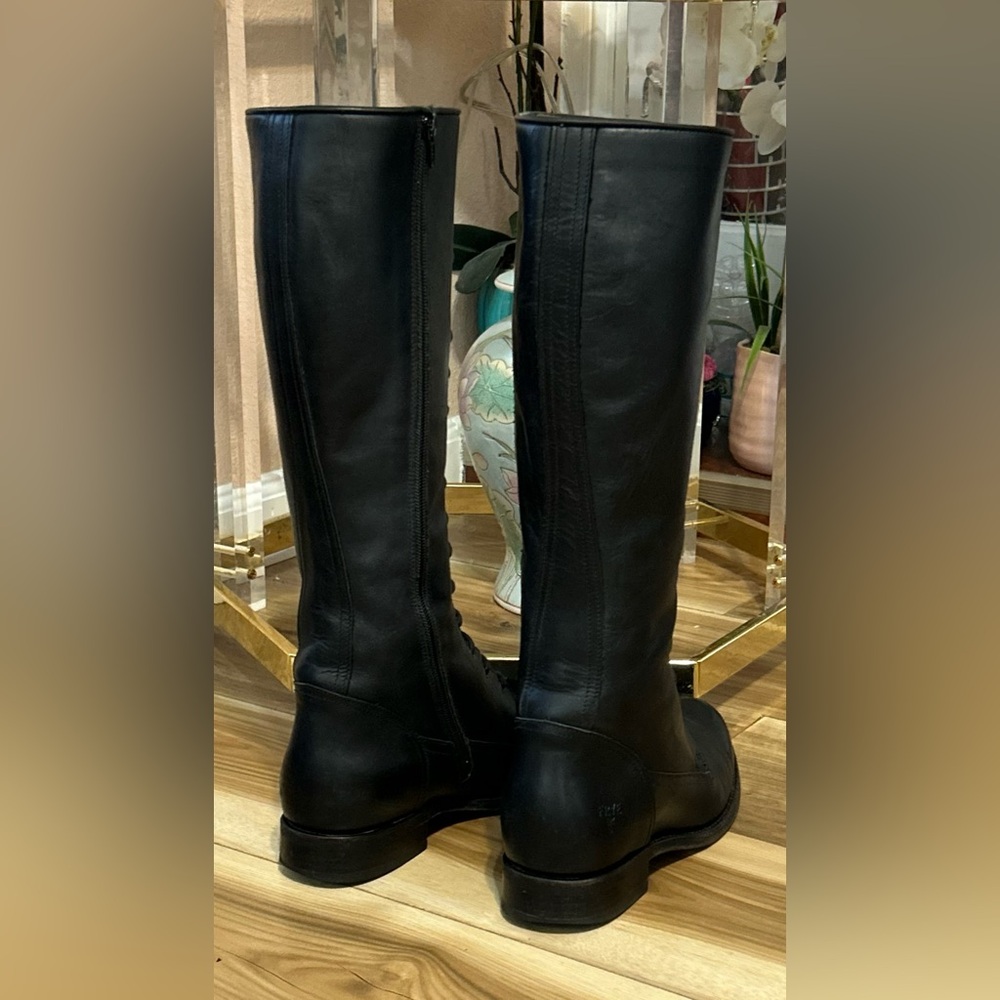 *RARE* Vintage Frye Black Leather Lace-Up Boots Size 9-10 - Picture 2 of 16